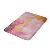 ブラシ芸術的ストロークの金ゴールドとピンク バスマット (アングル)