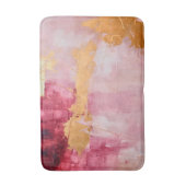 ブラシ芸術的ストロークの金ゴールドとピンク バスマット (正面縦)