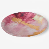 ブラシ芸術的ストロークの金ゴールドとピンク ペーパープレート (アングル)