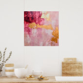 ブラシ芸術的ストロークの金ゴールドとピンク ポスター (キッチン)