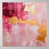 ブラシ芸術的ストロークの金ゴールドとピンク ポスター (正面)