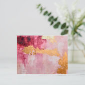 ブラシ芸術的ストロークの金ゴールドとピンク ポストカード (スタンド正面)