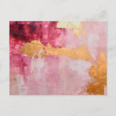 ブラシ芸術的ストロークの金ゴールドとピンク ポストカード (正面)