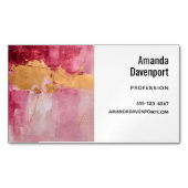 ブラシ芸術的ストロークの金ゴールドとピンク マグネット名刺 (正面)