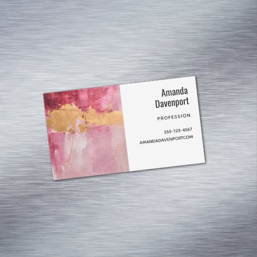 ブラシ芸術的ストロークの金ゴールドとピンク マグネット名刺 (インサイチュ)