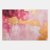 ブラシ芸術的ストロークの金ゴールドとピンク ラッピングペーパーシート (正面3)