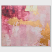 ブラシ芸術的ストロークの金ゴールドとピンク ラッピングペーパー (フラット)