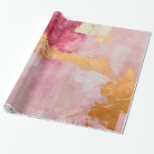 ブラシ芸術的ストロークの金ゴールドとピンク ラッピングペーパー (アンロールド)