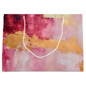 ブラシ芸術的ストロークの金ゴールドとピンク ラージペーパーバッグ (正面)