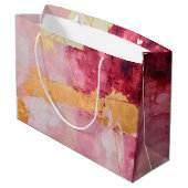 ブラシ芸術的ストロークの金ゴールドとピンク ラージペーパーバッグ (裏面アングル)
