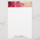 ブラシ芸術的ストロークの金ゴールドとピンク 便箋 (正面)