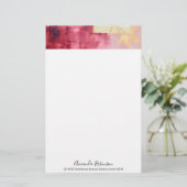 ブラシ芸術的ストロークの金ゴールドとピンク 便箋 (スタンド正面)