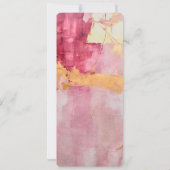 ブラシ芸術的ストロークの金ゴールドとピンク 招待状 (裏面)