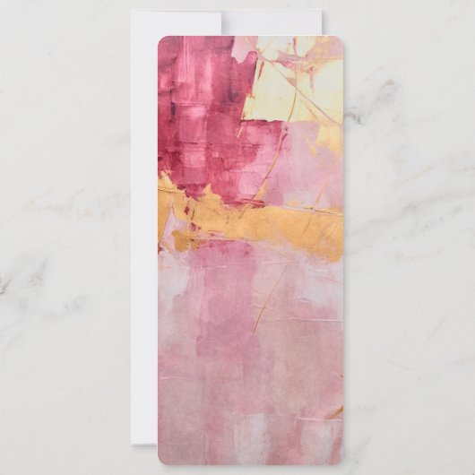 ブラシ芸術的ストロークの金ゴールドとピンク 招待状 (裏面)