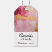 ブラシ芸術的ストローク金ゴールドとピンクサンキュー ギフトタグ (正面)