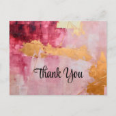 ブラシ芸術的ストローク金ゴールドとピンクサンキュー ポストカード (正面)