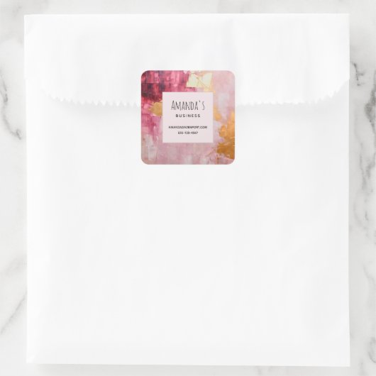 ブラシ芸術的ストローク金ゴールドとピンクビジネス スクエアシール (バッグ)