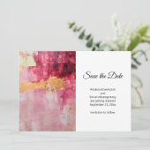 ブラシ芸術的ストローク金ゴールドとピンク結婚ズ セーブザデート (スタンド正面)