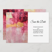 ブラシ芸術的ストローク金ゴールドとピンク結婚ズ セーブザデート (正面/裏面)