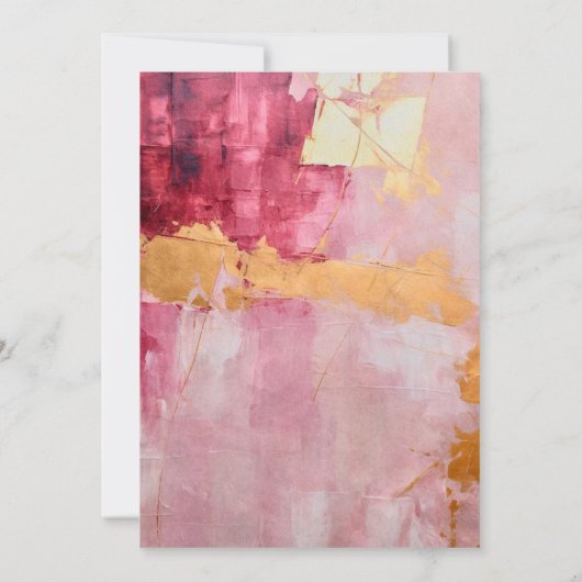 ブラシ芸術的ストローク金ゴールドとピンク結婚ズ セーブザデート (裏面)