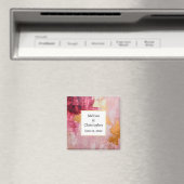 ブラシ芸術的ストローク金ゴールドとピンク結婚ズ マグネット (インサイチュ (食洗機))