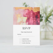 ブラシ芸術的ストローク金ゴールドとピンク結婚ズ 出欠カード (スタンド正面)