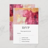 ブラシ芸術的ストローク金ゴールドとピンク結婚ズ 出欠カード (正面/裏面)