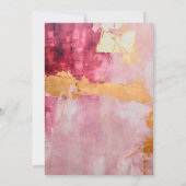 ブラシ芸術的ストローク金ゴールドとピンク結婚ズ 招待状 (裏面)