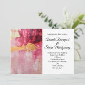 ブラシ芸術的ストローク金ゴールドとピンク結婚ズ 招待状 (スタンド正面)