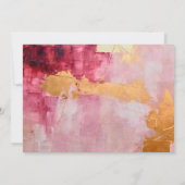 ブラシ芸術的ストローク金ゴールドとピンク結婚ズ 招待状 (裏面)