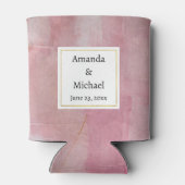 ブラシ芸術的ストローク金ゴールドとピンク結婚ズ 缶クーラー (裏面)