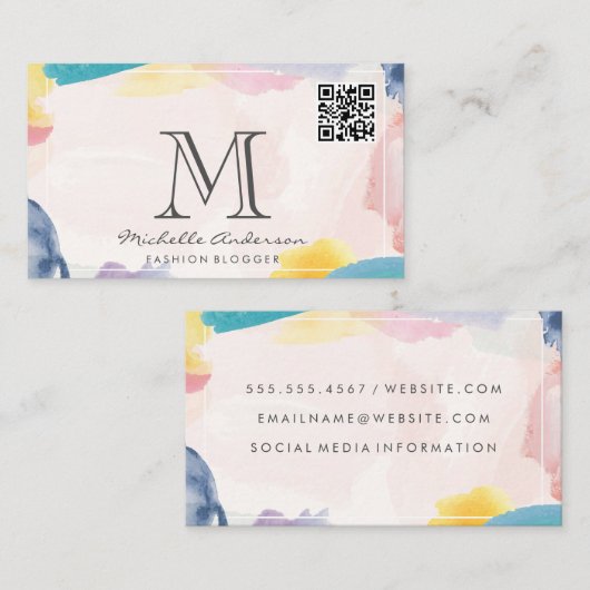 ブラシ芸術的ストローク | QRスキャン 名刺 (正面/裏面)