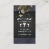 ブラシ芸術的ド木材の裏地とワイングラス 名刺 (裏面)