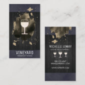 ブラシ芸術的ド木材の裏地とワイングラス 名刺 (正面/裏面)