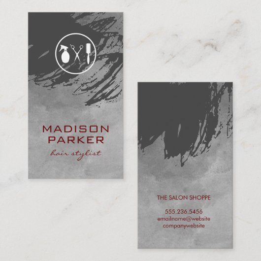 ブラシ芸術的ド水彩サロン 名刺 (正面/裏面)