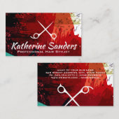 ブラシ芸術的ド線 |はさみ 名刺 (正面/裏面)