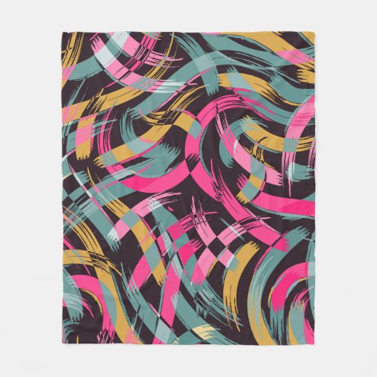 ブラシ芸術的線のパターン フリースブランケット (正面)