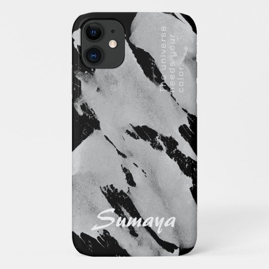 ブラシ調ブラック&グレーのiPhone 11ケース | カスタマイズ可能 Case-Mate iPhoneケース (裏面)