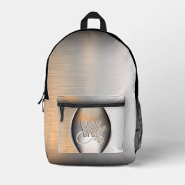 ブラシ輝く付きスチールモノグラム プリントバックパック