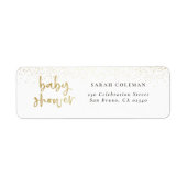 ブラシ金ゴールドベビーシャワー差出人住所 ラベル (正面)