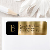 ブラシ金ゴールド&ブラックモノグラム差出人住所ラベル ラベル (インサイチュ)