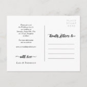 ブラシ魅力的スクリプトフォトコラージュ結婚式の招待 案内ポストカード (裏面)