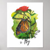 ブラシ(昆虫)オオカバマダラ、モナークバタフライ感動的引用文 ポスター (正面)