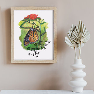 ブラシ（昆虫）オオカバマダラ、モナークバタフライ感動的引用文 ポスター