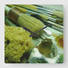 ブラシ&絵を描  スクエア壁時計