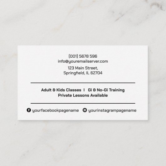 ブラジお洒落ル柔術モダン教授 名刺 (裏面)