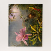 ブラジアートルカタテリア蘭と3ハミングバード ジグソーパズル (縦)