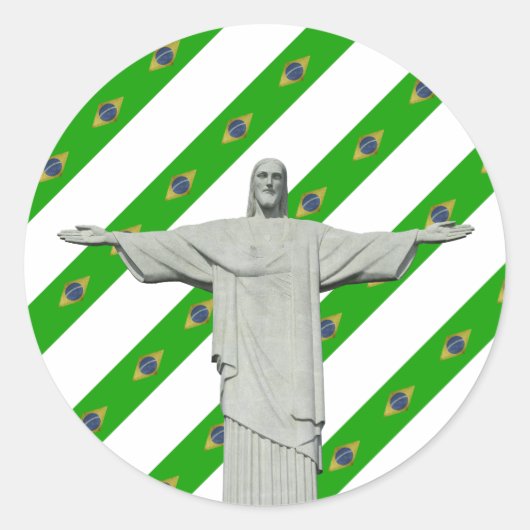 ブラジストライプル国旗 ラウンドシール (正面)