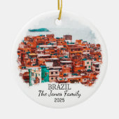 ブラジパーソナライズされたルオーナメント、ブラジル贈与品 セラミックオーナメント (正面)