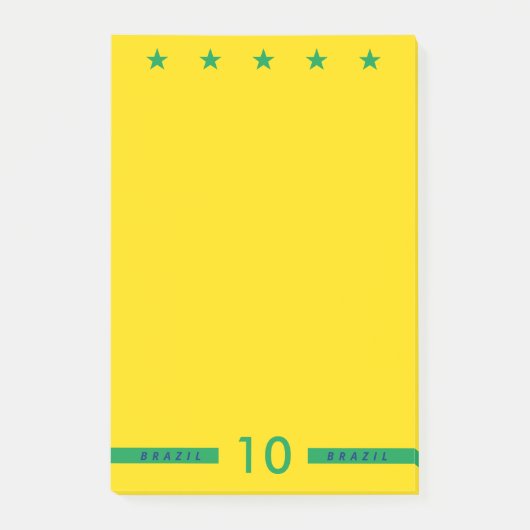 ブラジパーソナライズされたル国旗の色ワールドカップのサッカー ポストイット (正面)